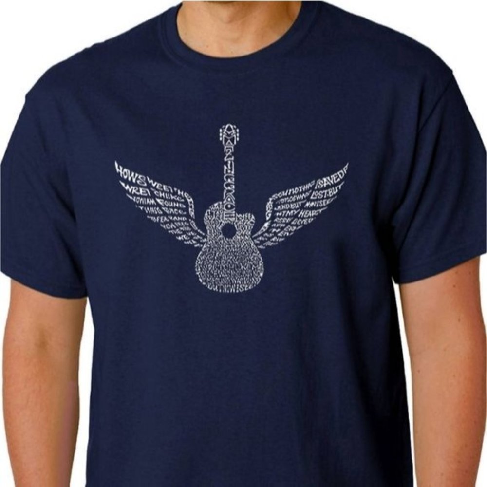LA Pop Art NWT Amazing Grace lyrics graphic guitar with wings tee men's size‎ XL